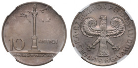 PRL, 10 złotych 1966 Mała kolumna - NGC UNC Details