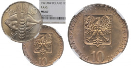 PRL, 10 groszy 1971 - NGC MS67 MAX