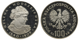 PRL, 100 złotych 1975 - Helena Modrzejewska - PCG PR69