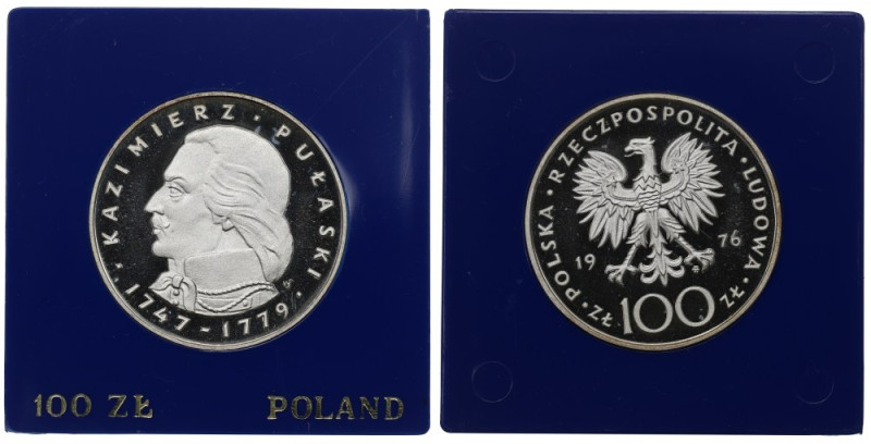 PRL, 100 złotych 1976 Pułaski Drobny nalot.