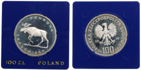 PRL, 100 złotych 1978 Ochrona środowiska - Łoś