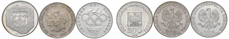 PRL, Zestaw 200 złotych 1974-76 Ładne egzemplarze.