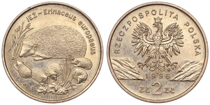 III Republic of Poland, 2 zlote 1966 Hedgehog Patyna, skazy tła, obicie rantu. ...