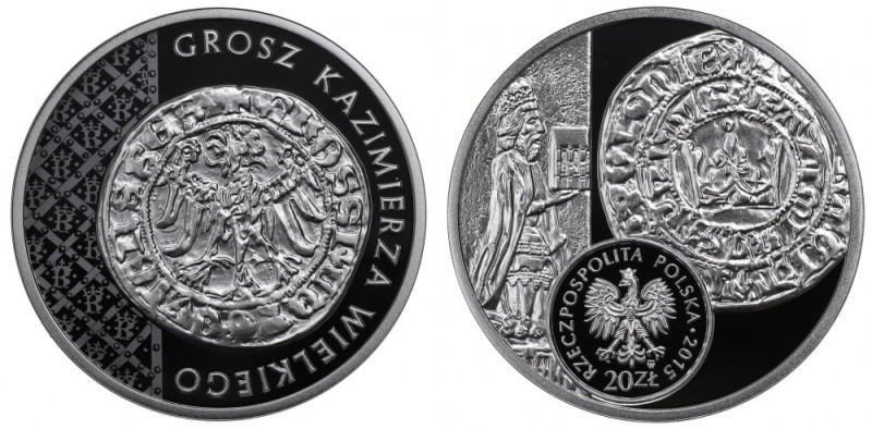 III RP, 20 złotych 2015 - Grosz Kazimierza Wielkiego Menniczy egzemplarz.