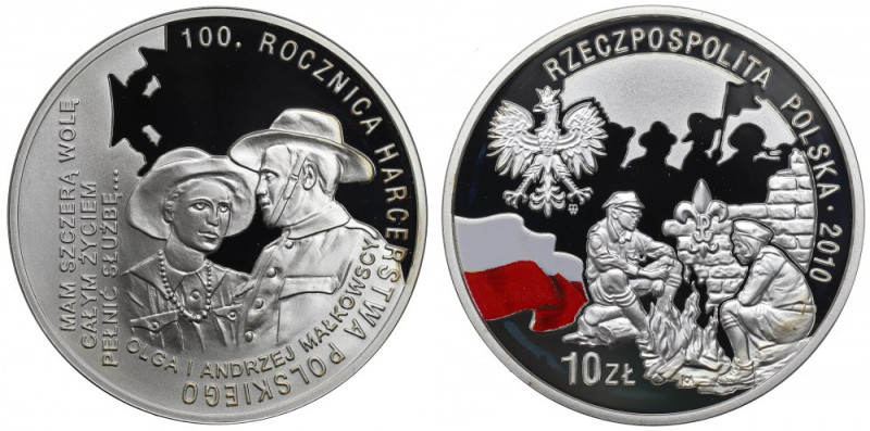 III RP, 10 złotych 2010 - 100. rocznica Harcerstwa Polskiego Menniczy egzemplarz...