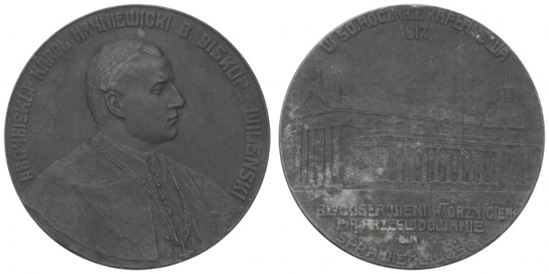 1917 Medal Karol Hryniewicki Biskup Wileński Bardzo ładnie zachowany rzadszy pol...