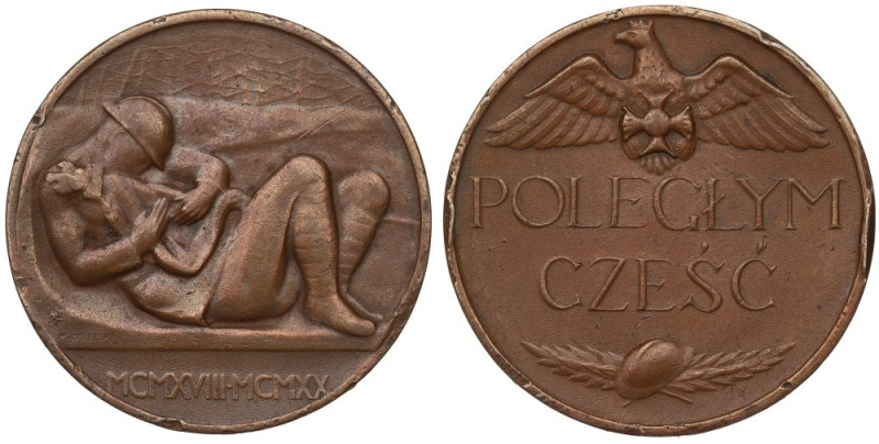 1920 Medal Poległym Cześć Obicia rantu, skaleczenia. Brąz, średnica 34 mm, waga ...