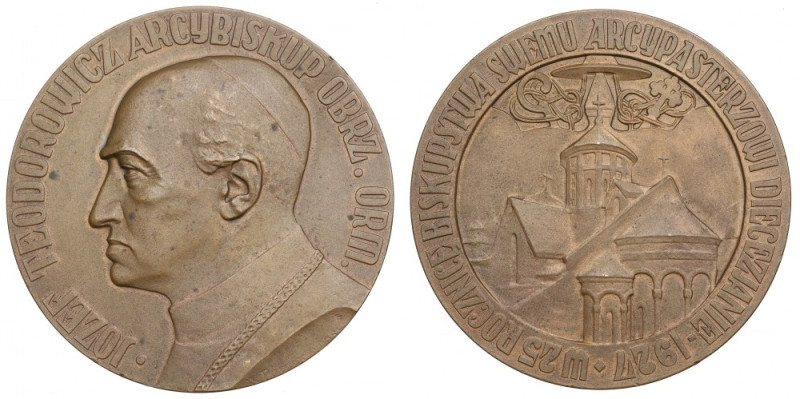 1927 Medal arcybiskup Teodorowicz - rzadki Bardzo ładny, rzadszy w handlu medal ...