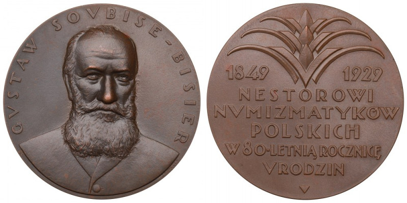 1929 Medal Gustaw Soubise Bisier Rzadko notowana w handlu emisja na 80. urodziny...