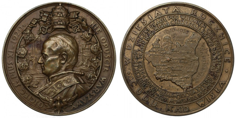 1930 Medal na pamiątkę 10. rocznicy cudu nad Wisłą Medal w bardzo dobrej kondycj...