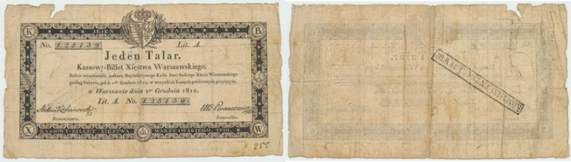 Księstwo Warszawskie, 1 talar 1810 - Kochanowski i Piramowicz Banknot o poprawne...