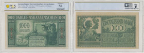 Kowno, 1000 marek 1918 - 6 cyfrowa numeracja - PCGS 58