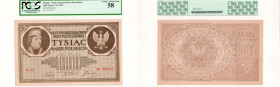 II RP, 1000 marek polskich 1919 - Ser.O - 6 cyfr - PCGS 58
