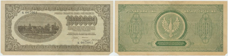 II RP, 1 mln marek polskich 1923 K Banknot w kondycji obiegowej. Egzemplarz z wi...