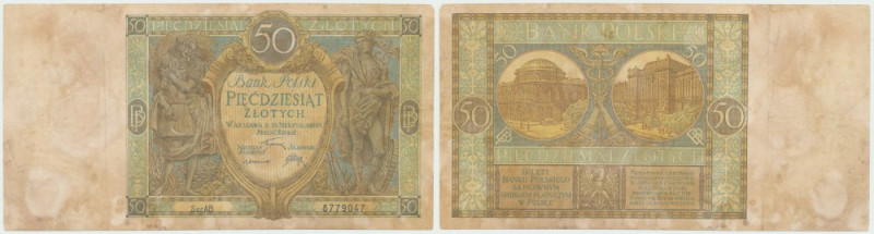 II RP, 50 złotych 1925 AB Bardzo rzadki banknot w wizualnie poprawnej kondycji. ...