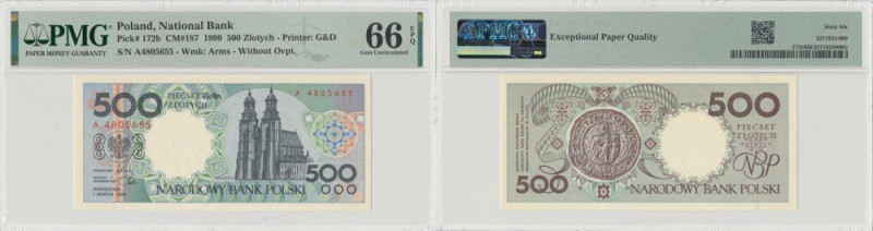 IIIRP, 500 złotych 1990 - A - PMG 66EPQ Egzemplarz w gradingu z dopiskiem EPQ oz...