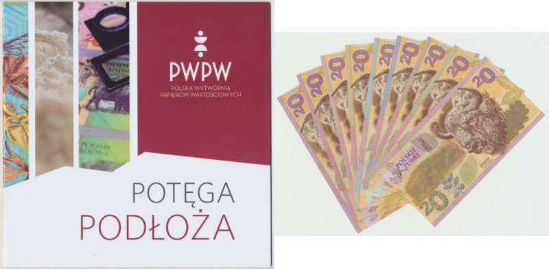 PWPW, Polskie Żubry 2019 - komplet POTĘGA PODŁOŻA z folderem - 9 szt Komplet odm...