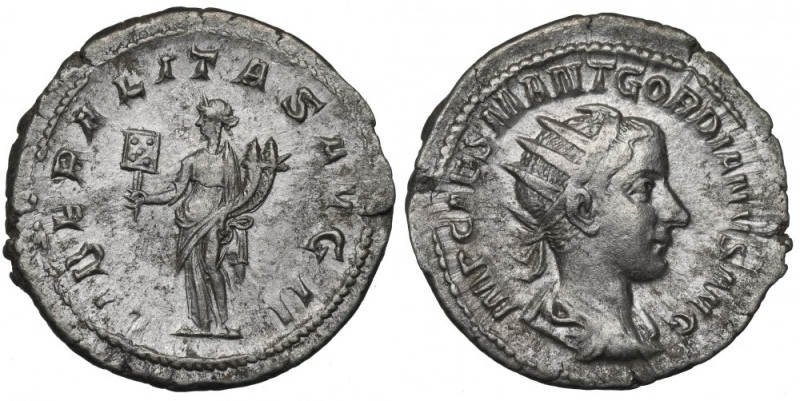 Roman Empire, Gordian III, Antoninian Ładny przykład antoniniana. Awers: popiers...