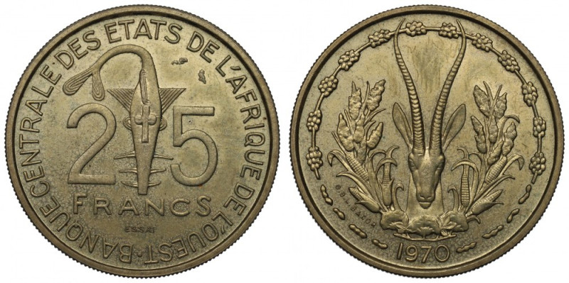 West Africa, 25 francs 1970 - ESSAI Nakład 1.400 egz.
Reference: Krause KM#E5
...