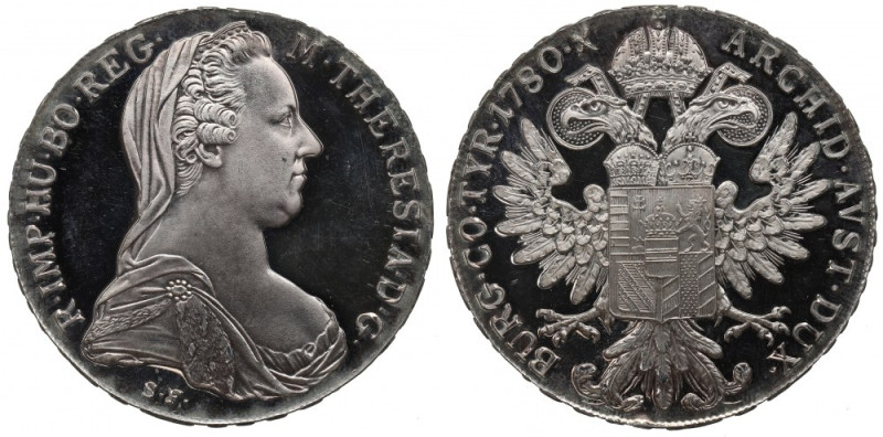 Austria, Marie Theresia, Thaler 1780 - restrike proof Piękny egzemplarz. Delikat...