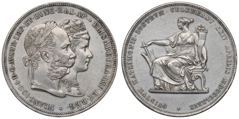 Austria, Franz Joseph I, 2 gulden 1879 - silver wedding 2 guldeny o świetnych de...