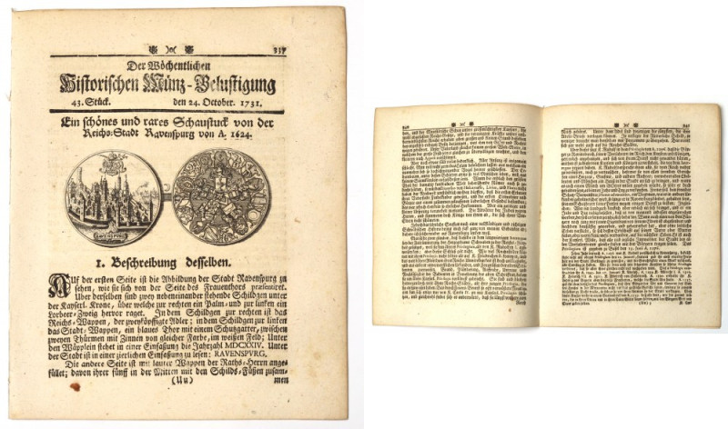 Historischen Munz-Belustigung 1731 - Ravensburg 1624 Bardzo ładnie zachowany num...