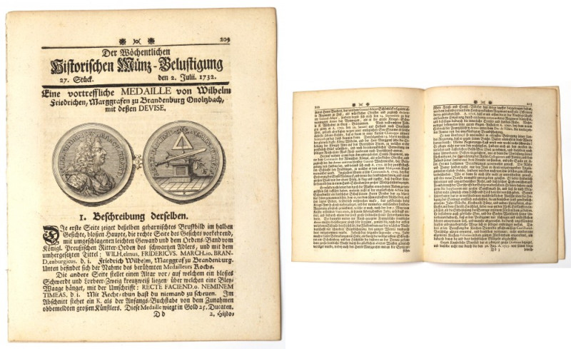 Historischen Munz-Belustigung 1732 - medal Wilhelm Fryderyk Bardzo ładnie zachow...