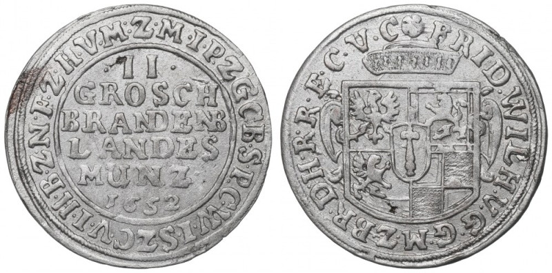 Germany, Prussia, 2 groschen 1652 Ładny, obiegowy przykład rzadszej w handlu emi...