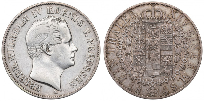 Germany, Prussia, Thaler 1848 Obiegowy, w pełni czytelny przykład rzadszego w ha...