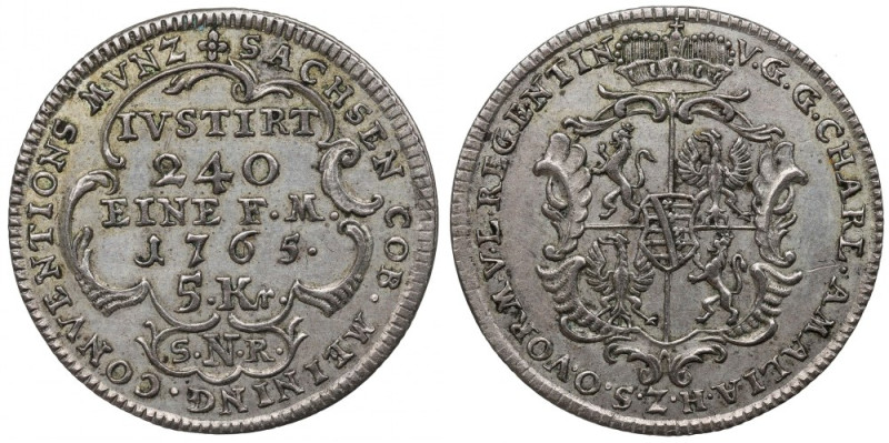 Germany, Saxe-Weimar-Eisenach, 5 kreuzer 1765 Bardzo ładny egzemplarz ciekawej t...