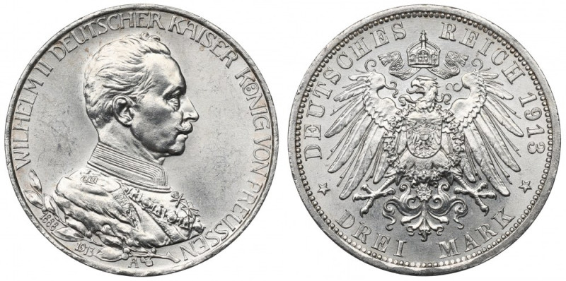 Germany, Preussen, 3 mark 1913 - 25 years of Wilhelm II reign Piękny przedstawic...