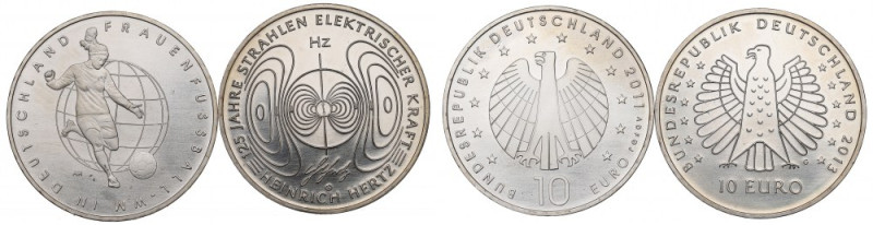 Germany, Lot 10 euro 2011-13 Emisje miedzioniklowe. 
Grade: UNC