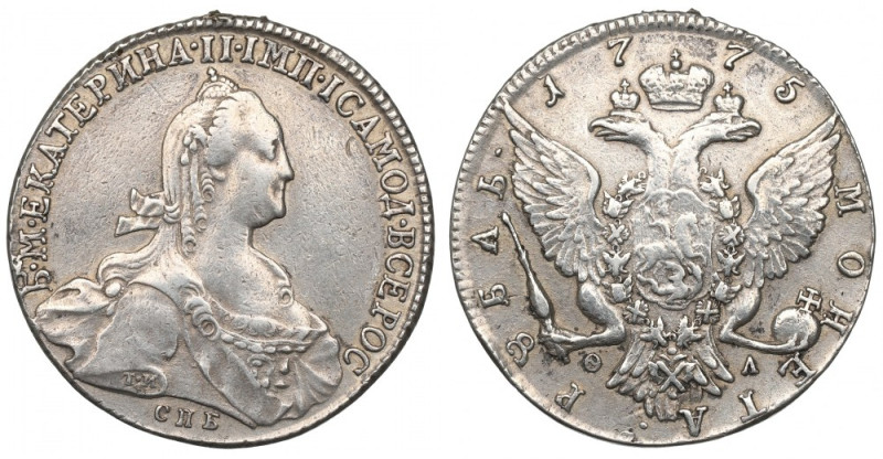 Russia, Catherine II, Roubl 1775 ФЛ Ładny przykład rublówki Katarzyny II. Na rew...