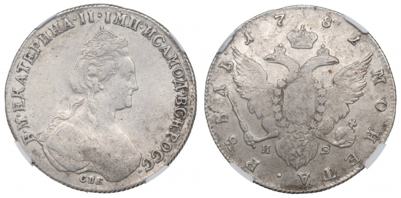 Russia, Catherine II, Roubl 1782 - NGC XF Details Ładny, w pełni czytelny połysk...