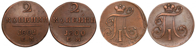 Russia, Paul I, Lot of 2 kopecks Ładne dwukopiejkówki Pawła.