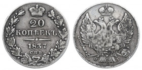 Russia, Nicholas I, 20 kopecks 1837