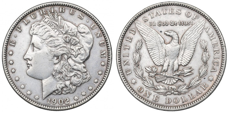 USA, Morgan Dollar 1902 Ładny przykład morganówki. Dobrze zachowane detale. 
Gr...