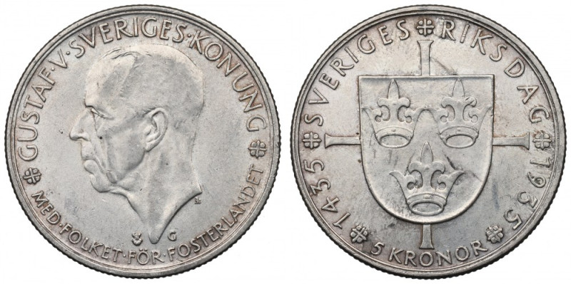 Sweden, 5 kronor 1935 Piękny, okołomenniczy przykład tej emisji. Reference: Krau...