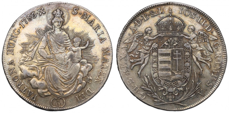 Hungary, 1/2 Thaler 1786 Ładnie zachowane detale. Ślady oprawy. Awers: herb Węgi...