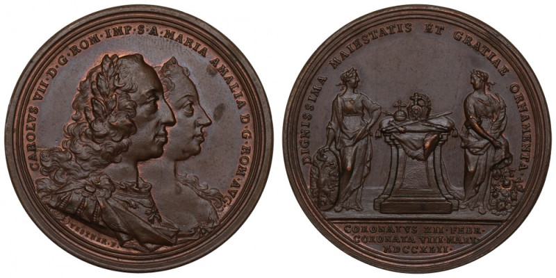 Austria, Carol VII and Marie Amalia, coronation medal 1742 Bardzo ładny przykład...