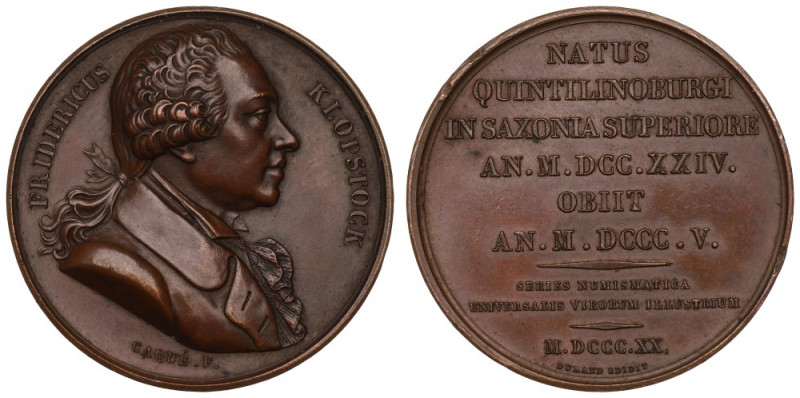 France, Medal Frideric Klopstock 1820 Medal z serii Duranda.
 Brąz, średnica 41...