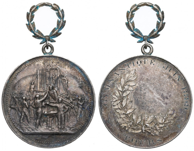 France, Medal gimnastique competition Tours 1899 Ładny, klasyczny medal. Ciekawa...