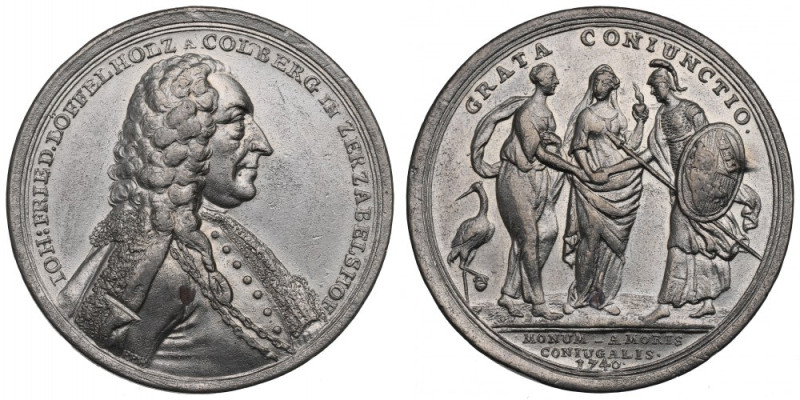 Germany, Nurnberg, Medal Johann Friedrich Löffelholz 1740 Cynowa odbitka bardzo ...