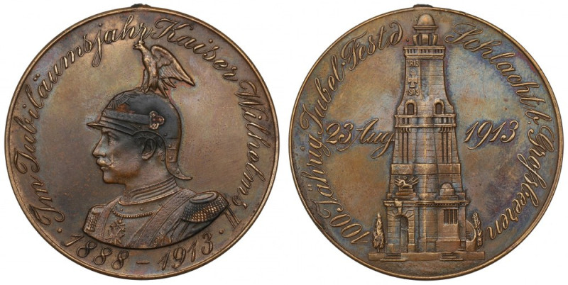 Niemcy, Medal pamiątkowy 1913 - 100-lecie Bitwy Narodów Odjęte ucho. Ciekawa emi...