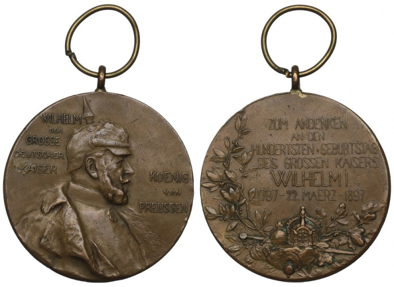 Germany, Medal 100 years of birth Wilhelm I Lubiana emisja pamiątkowa. Mosiądz, ...