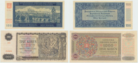 Protektorat Czech i Moraw, Słowacja, Zestaw 100 i 1000 koron 1940 Specimen