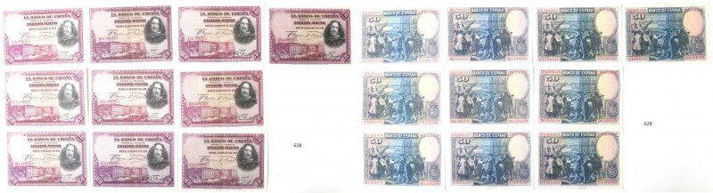 Spain, Lot of 50 pesetas 1928 Obiegowe przyjemne wizualnie banknoty.