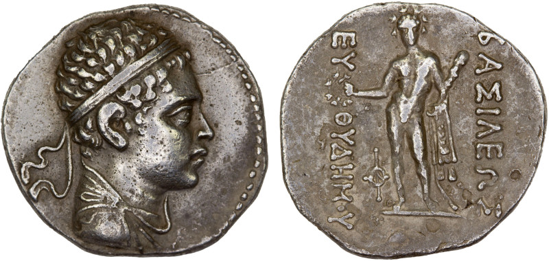 BACTRIA: Euthydemos II, ca. 185-180 BC, AR drachm (4.04g), Bop-2C, diademed and ...