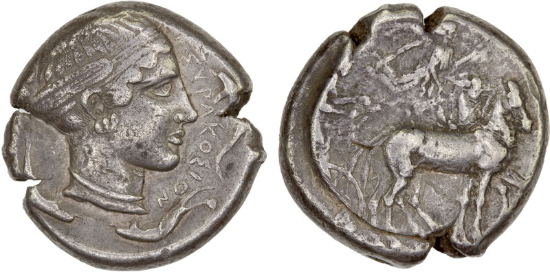 SICILY: Syracuse, Second Democracy, 466-405 BC, AR tetradrachm (17.15g), ca. 440...