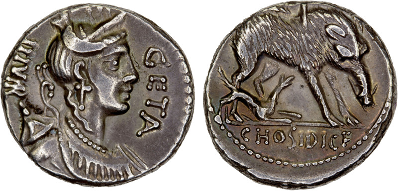 ROMAN REPUBLIC: C. Hosidius Geta, AR denarius (3.93g), Rome, 68 BC, Crawford-407...